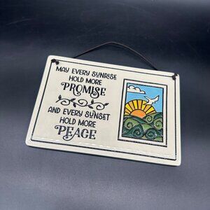 Vintage Wall Hanging Inspirational Spooner Creek Pottery Peace Sunrise Sunset
